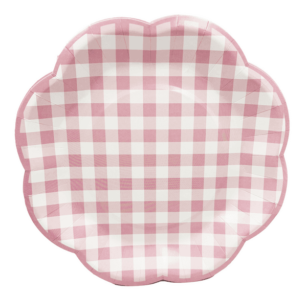 Pink Gingham Large Paper Plates (10 Plates), Pink Gingham Large Paper Plates (10 Plates)