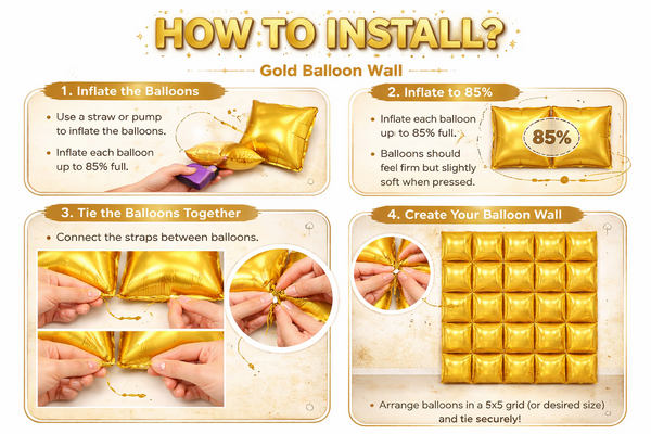 Foil Balloon Wall Backdrop - Gold, Foil Balloon Wall Backdrop – Gold