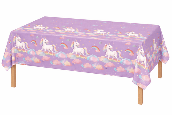 Shop our full range of party decorations online. All products displayed are in stock and available for delivery or collection., Pastel Rainbow Unicorn Tablecloth
