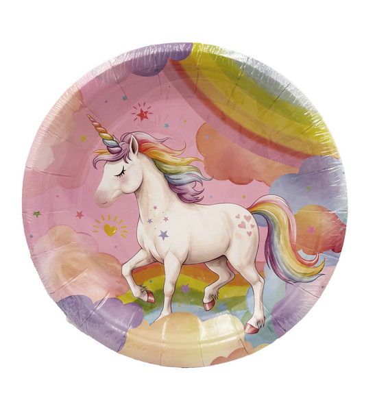 Pastel Rainbow Unicorn Small Paper Plates, Pastel Rainbow Unicorn Small Paper Plates (24 Plates)