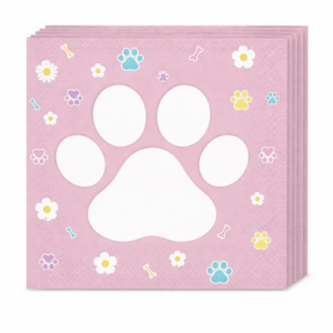Paw Themed Napkins - Pink (20 Napkins)