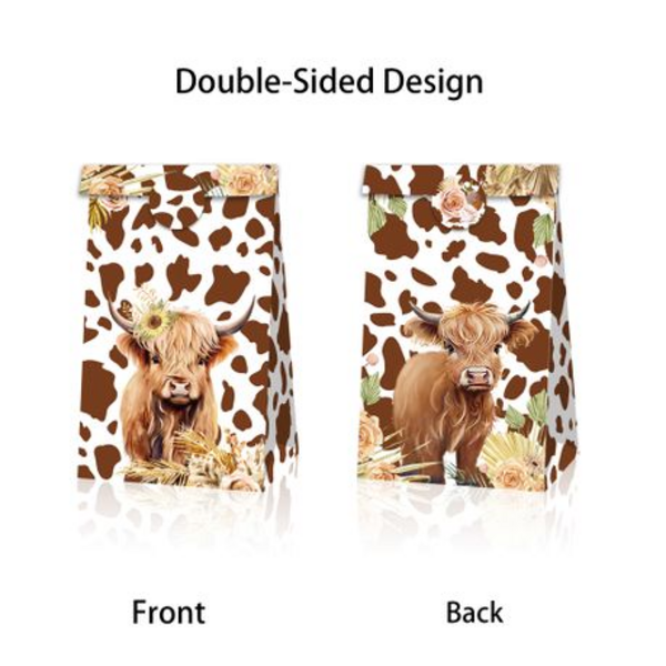 Party Favor Bags with Stickers- Highland Cow Theme - 12 Bags, Party Favor Bags with Stickers- Highland Cow Theme – 12 Bags