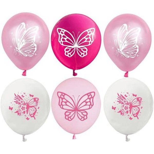 Pink Butterfly Latex Balloon Set - 12 Balloons, Pink Butterfly Latex Balloon Set – 12 Balloons