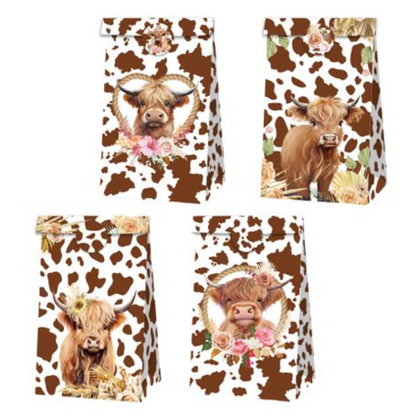 Party Favor Bags with Stickers- Highland Cow Theme - 12 Bags, Party Favor Bags with Stickers- Highland Cow Theme – 12 Bags