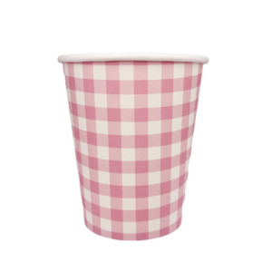 Pink Gingham Paper Cups (10 Cups)