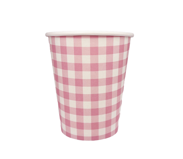 , Pink Gingham Paper Cups (10 Cups)