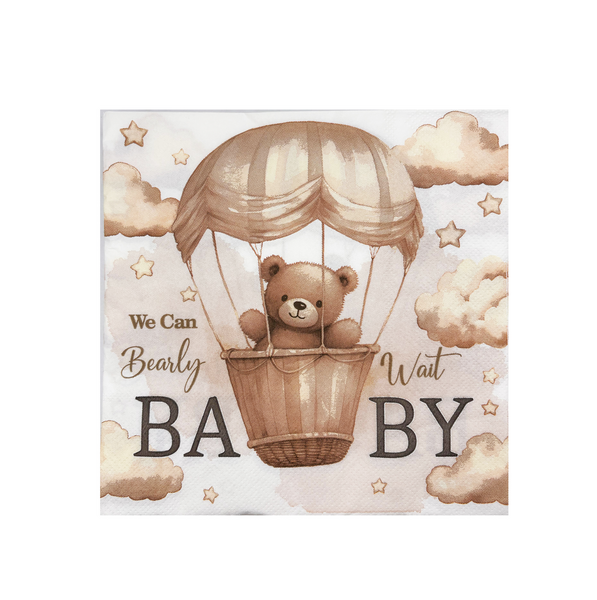 , We Can Bearly Wait Napkins – Brown (24 Napkins)