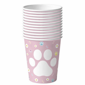 Paw Themed Paper Cups - Pink (10 Cups)