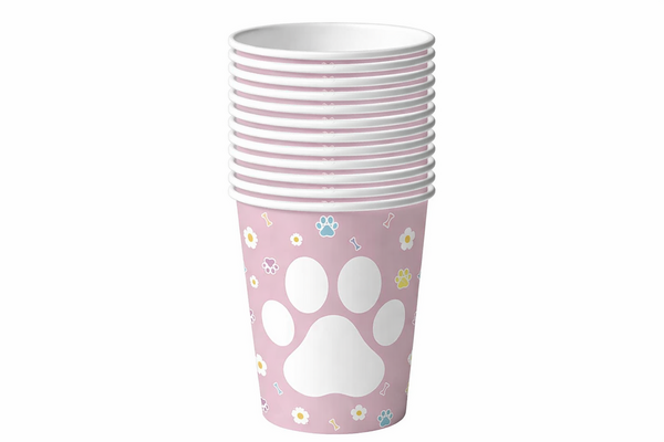 , Paw Themed Paper Cups – Pink (10 Cups)