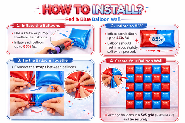 Foil Balloon Wall Backdrop - Dark Blue and Red, Foil Balloon Wall Backdrop – Dark Blue and Red
