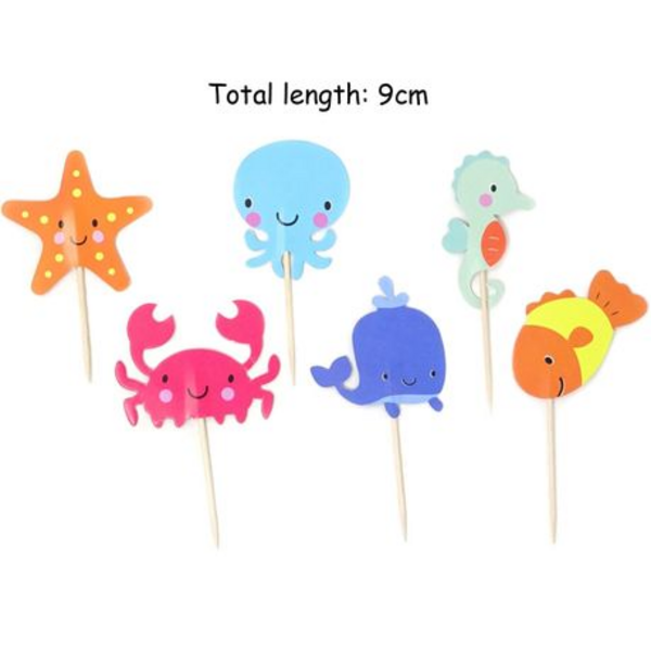 Ocean Themed Cupcake Toppers, Ocean Themed Cupcake Toppers – 24 Toppers