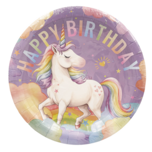 Pastel Rainbow Unicorn Large Paper Plates (24 Plates)