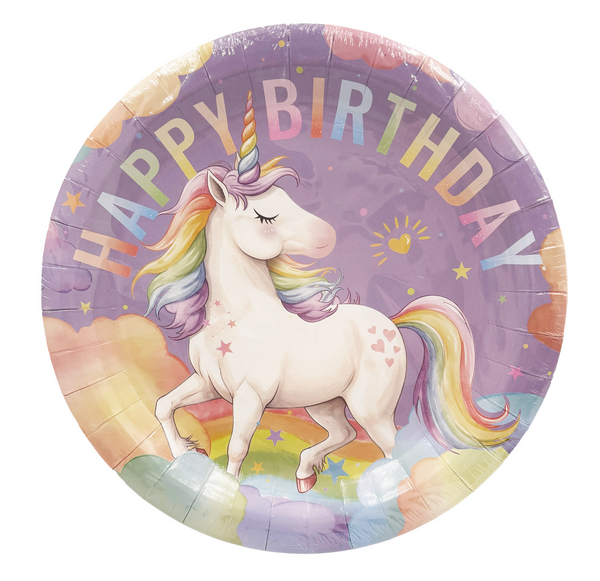 Pastel Rainbow Unicorn Large Paper Plates, Pastel Rainbow Unicorn Large Paper Plates (24 Plates)