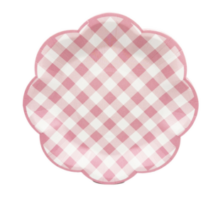Pink Gingham Small Paper Plates (10 Plates)
