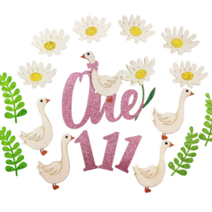 One Silly  Goose Cake and Cupcake Topper Set - Pink (Set of 15)