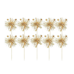 Tinsel Cupcake Toppers - Gold (10 Toppers)