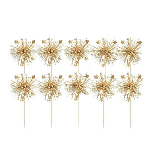 , Tinsel Cupcake Toppers – Gold (10 Toppers)