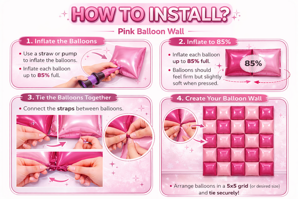 Foil Balloon Wall Backdrop - Light Pink and Dark Pink, Foil Balloon Wall Backdrop – Light Pink and Dark Pink