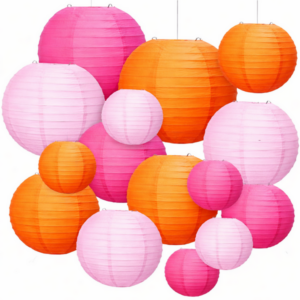 Paper Lantern Mix - Orange, Light Pink and Hot Pink