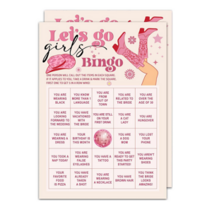 Let's Go Girls Bachelorette Bingo Game (24 Cards)
