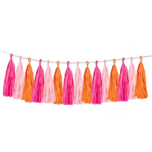 Paper Tassel Set - Light Pink, Orange and Hot Pink