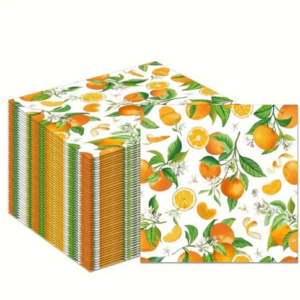 Orange and Leaves Themed Napkins (20 Napkins)