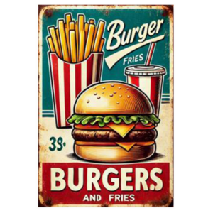Retro Burger Signage Décor