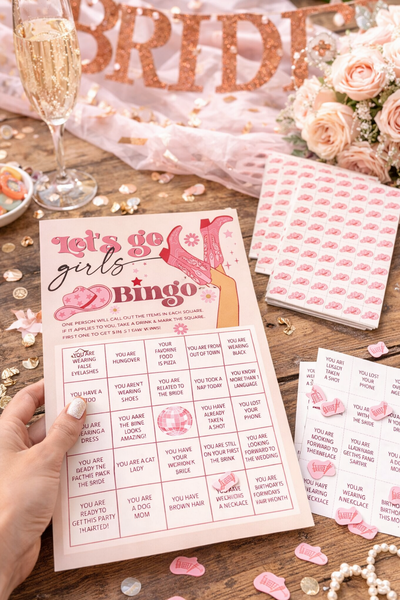 Let's Go Girls Bachelorette Bingo Game, Let’s Go Girls Bachelorette Bingo Game (24 Cards)