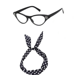 Retro Glasses and Headband Set - Black