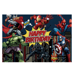 Small Kids and Birthday Party Superhero Themed Photography Backdrop