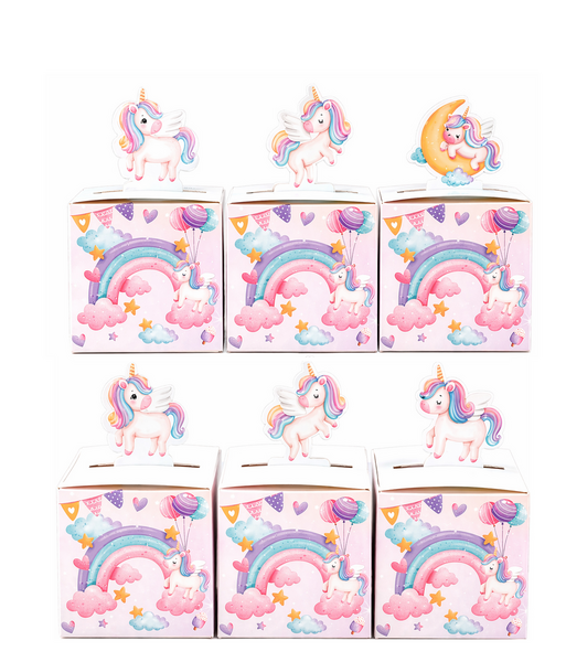 Small Pastel Unicorn Themed Favor Boxes (24 Boxes)