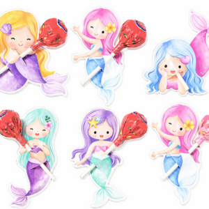 Pastel Mermaid Themed Lollipop Covers (24 Covers)