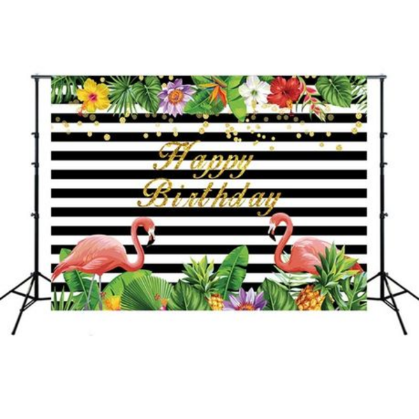 Kids Birthday Party Table and Photography Backdrop (Tropical Flamingo), Kids Birthday Party Table and Photography Backdrop (Tropical Flamingo)
