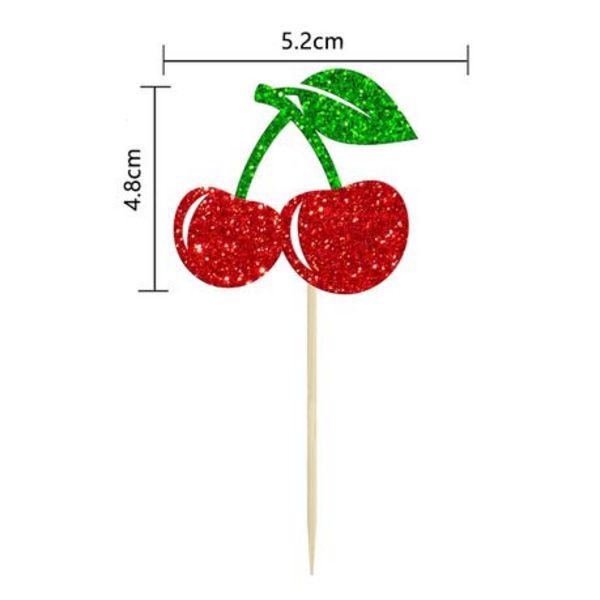 Cherry Cupcake Toppers (24 Toppers) - Image 2