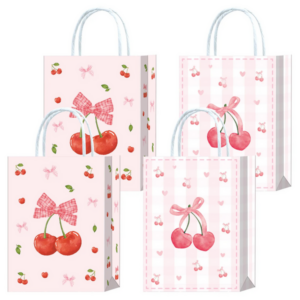 Party Favor Bags with Handles - Cherry (12 Bags)
