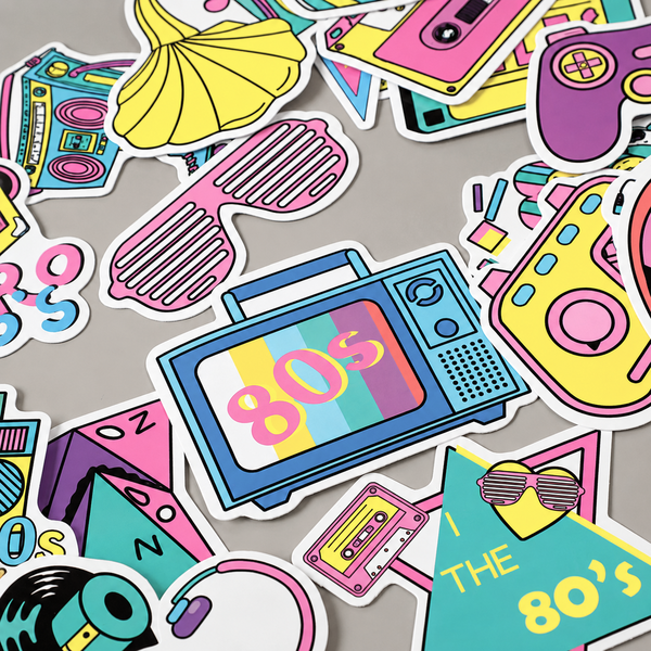 Waterproof Vinyl Stickers - Retro 80's Theme (50 Stickers) - Image 3