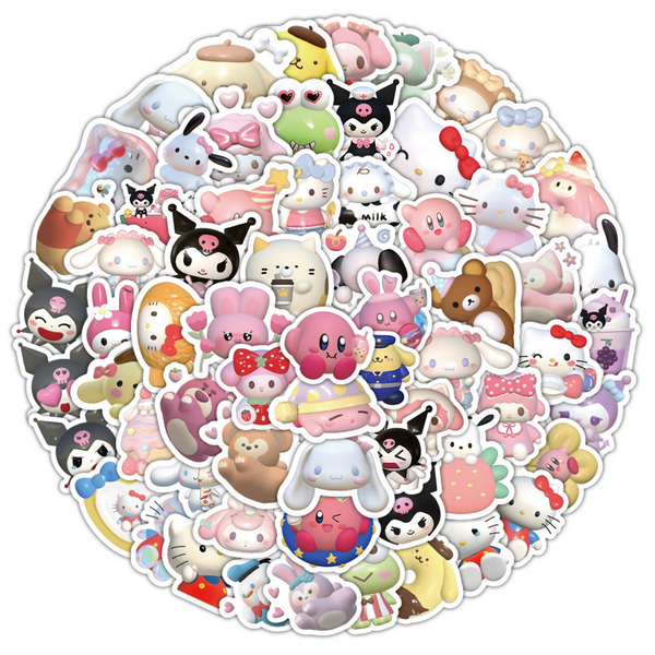Waterproof Vinyl Stickers - Sanrio Theme (102 Stickers)