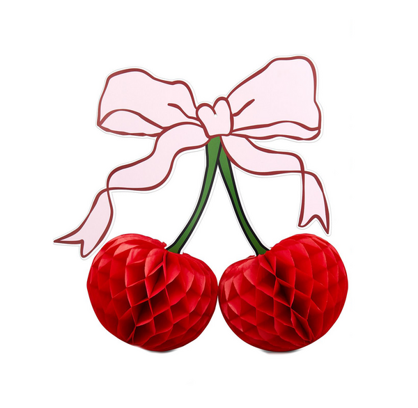 Honeycomb Cherry and Bow Décor