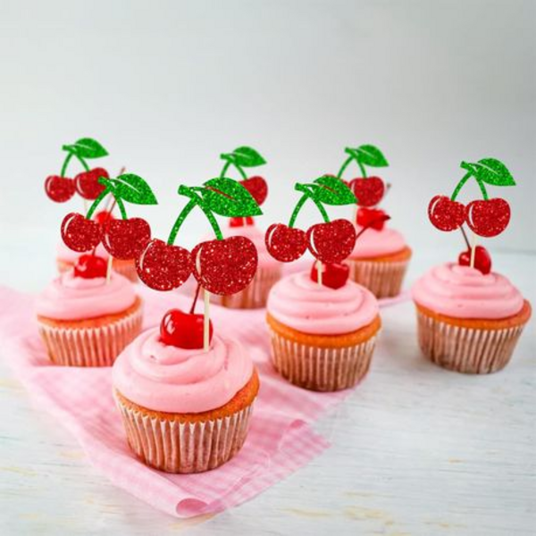 Cherry Cupcake Toppers (24 Toppers) - Image 3