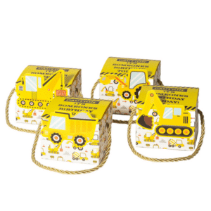 Small Party Favor Boxes with Handles - Construction Theme (12 Boxes)