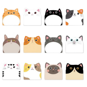 Cute Post-It Notepad Set - Cat Design (12 Designs Per Set)