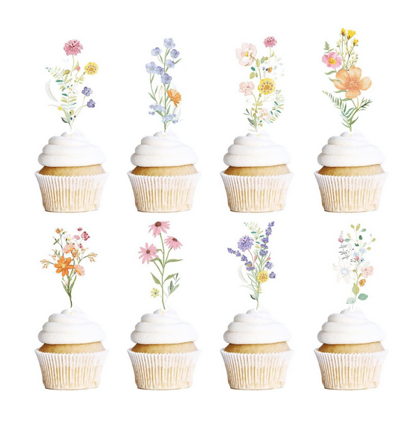 Wildflower Themed Cupcake Toppers (36 Toppers)