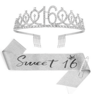 Birthday Sash and Crown Set - Sweet 16 - Silver