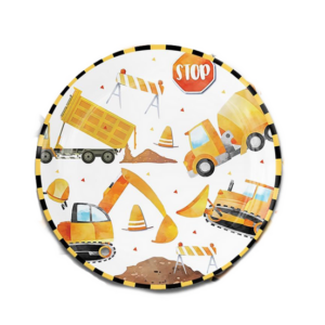 Watercolor Construction Small Paper Plates (10 Plates)