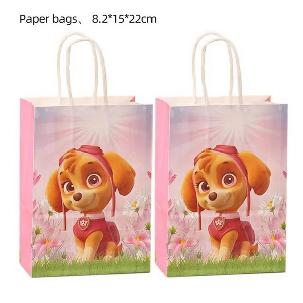 Party Favor Bags with Handles - Pink Paw Patrol Theme (12 Bags) - Image 2