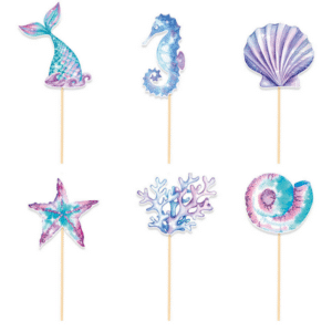 Pastel Mermaid Themed Cupcake Topper Set (12 Toppers)