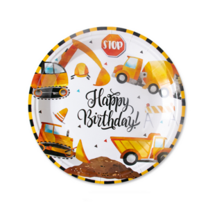 Watercolor Construction Large Paper Plates (10 Plates)
