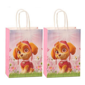 Party Favor Bags with Handles - Pink Paw Patrol Theme (12 Bags)