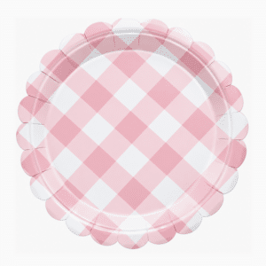 Pink Gingham Large Paper Plates (10 Plates)