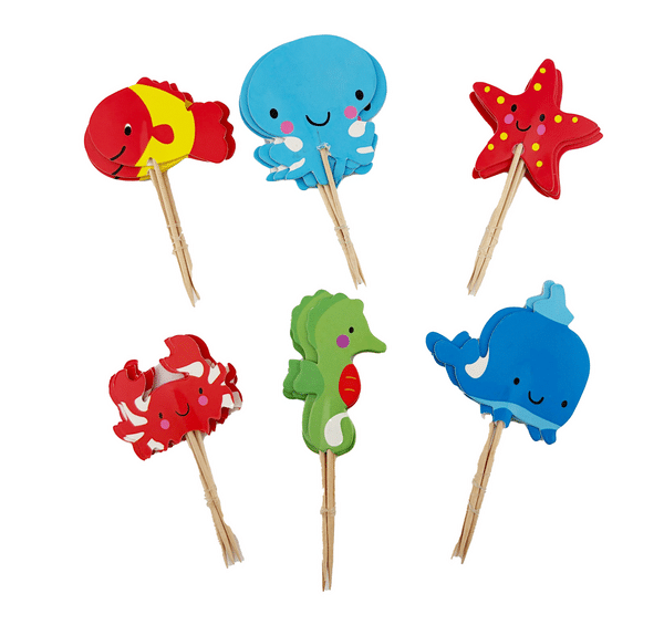 Ocean Themed Cupcake Toppers - 24 Toppers